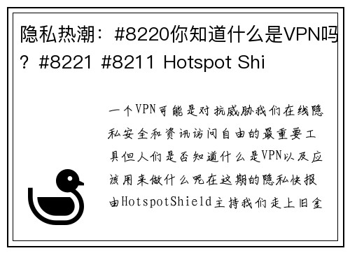 隐私热潮：#8220你知道什么是VPN吗？#8221 #8211 Hotspot Shi